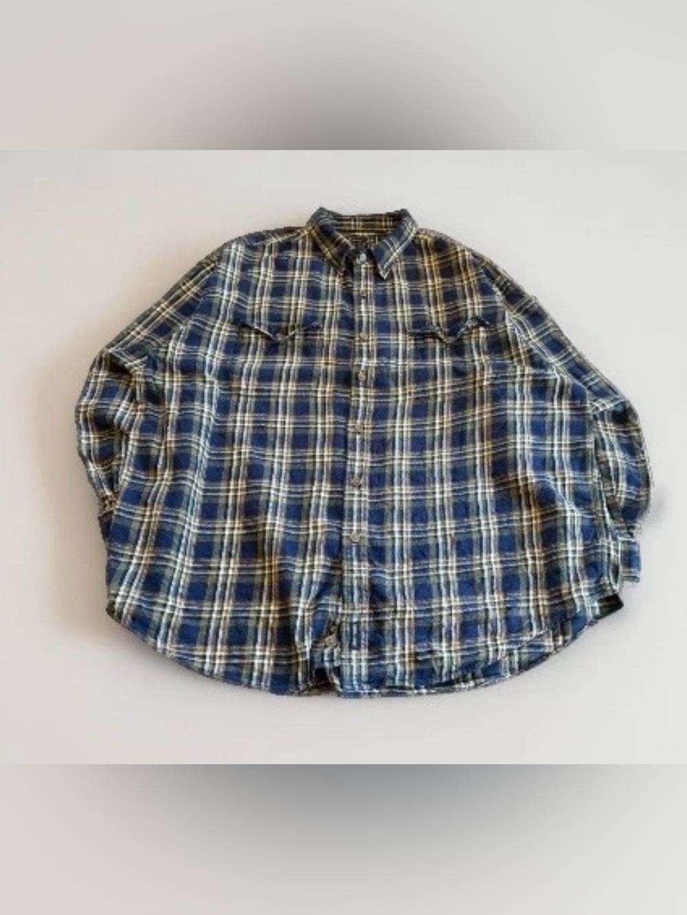 Y2K Vintage Abercrombie & Fitch Flannel Button Down Shirt Blue Yellow Size XL